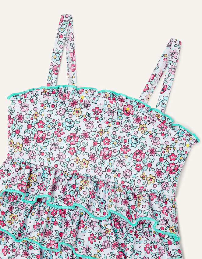 Baby Ditsy Print Ruffle Front Swimsuit, Green (MINT), large