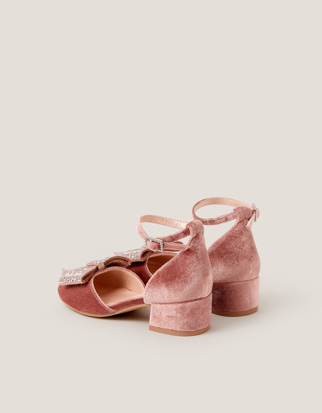 Jewel Bow Velvet Heels, Pink (PINK), large