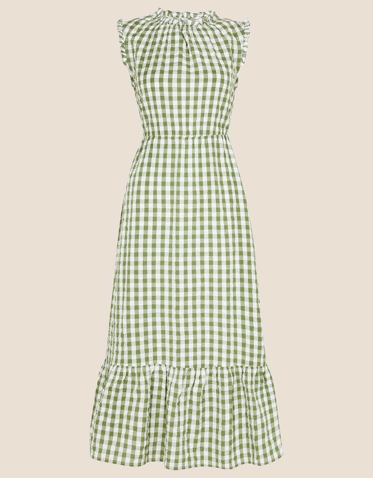 Gingham Print Tiered Dress Green Day Dresses Monsoon ROI