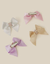 4-Pack Mini Ribbon Bow Hair Clips, , large