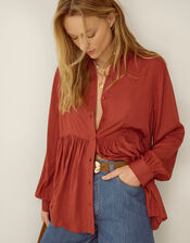 Sandy Relaxed Blouse, Orange (RUST), large