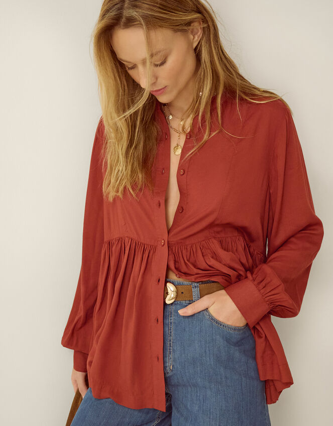 Sandy Relaxed Blouse, Orange (RUST), large