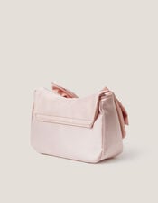 Pearl Bow Satin Bag, Pink (PALE PINK), large
