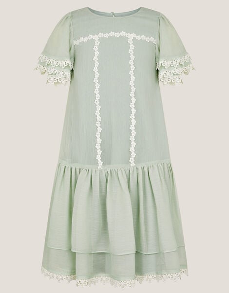 Antonia Drop Waist Flower Dress, Green (SAGE), large