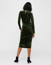 Caitlyn Velvet Long Sleeve Dress, Green (GREEN), large