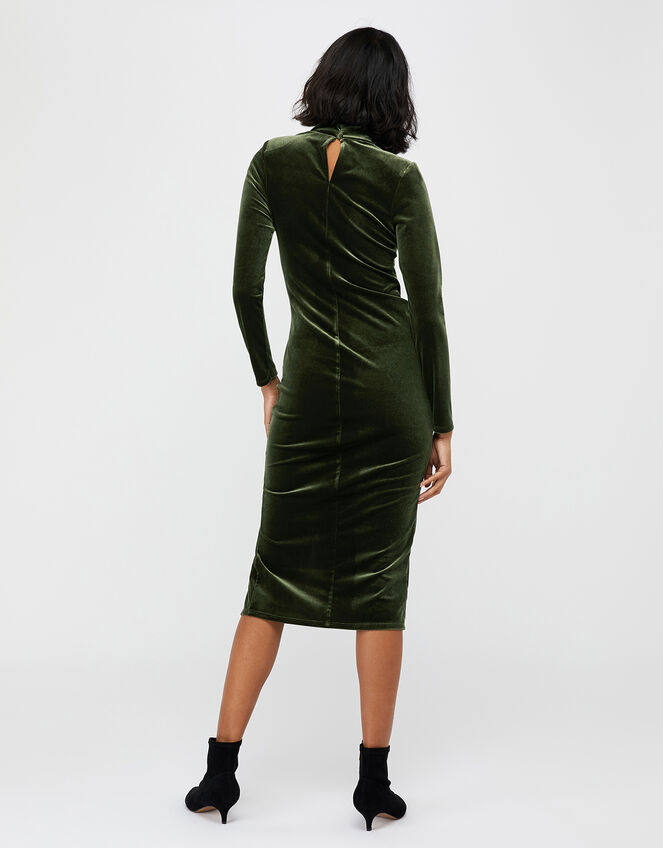 Caitlyn Velvet Long Sleeve Dress, Green (GREEN), large