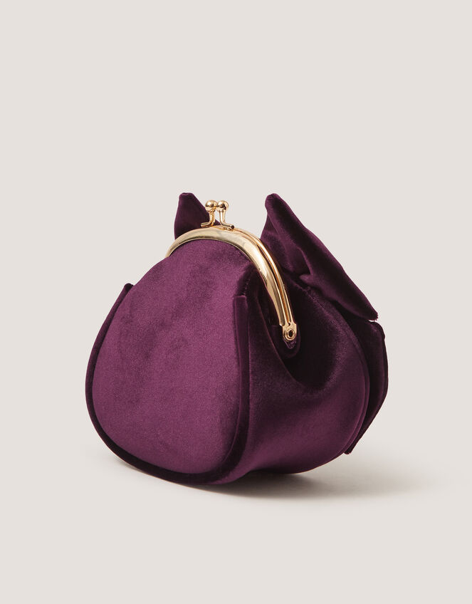Velvet Bow Clip Frame Bag, Purple (PURPLE), large
