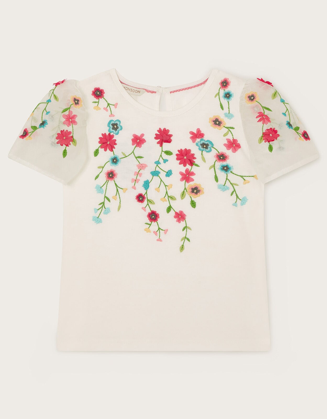 Floral Embroidered Top White