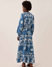 East Kris Hand-Batik Floral Maxi Dress, Blue (DARK BLUE), large