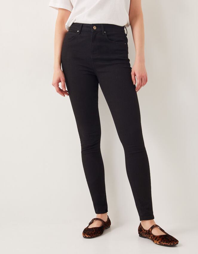 Nadia High-Waisted Skinny Jeans, Black (BLACK), large