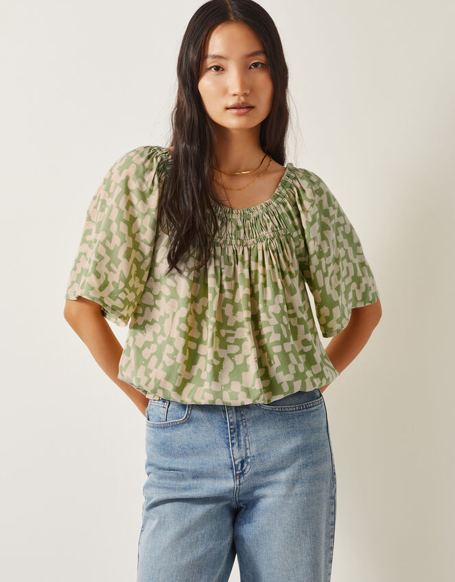 Ania Batik Print Top, Green (GREEN), large