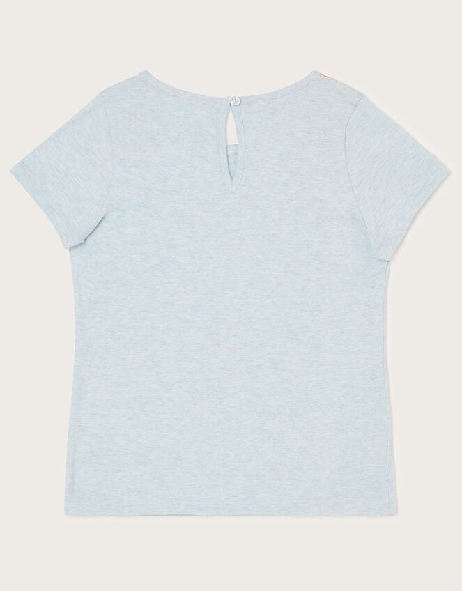 Butterfly Applique Marl Short Sleeve T-Shirt, Blue (BLUE), large
