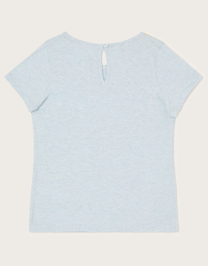 Butterfly Applique Marl Short Sleeve T-Shirt, Blue (BLUE), large