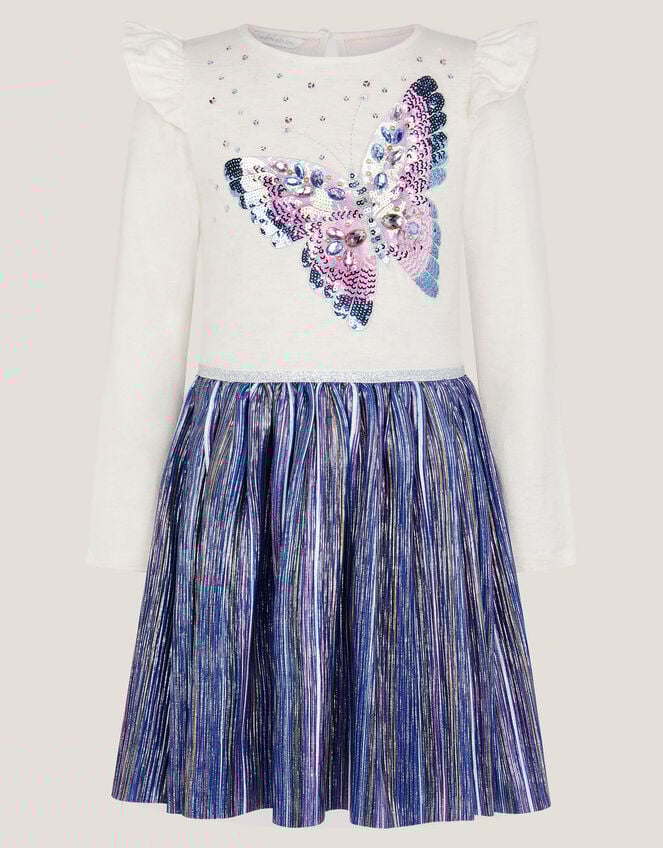 Butterfly Sequin Disco Dress, Blue (BLUE), large