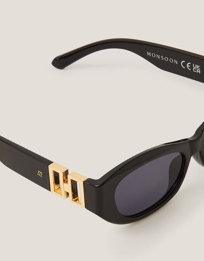 Chunky Oval Sunglasses, Black (BLACK), large