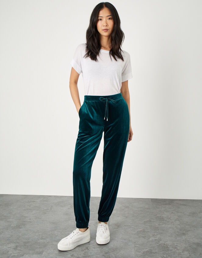 Vera Velvet Cuffed Joggers , Teal (TEAL), large