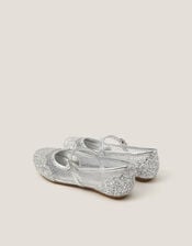 Glitter Mesh Ballet Flats, Silver (SILVER), large