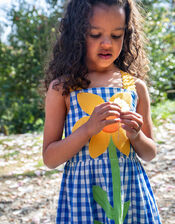 Frugi Allie Check Print Dress, Blue (BLUE), large