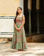 India & Mills Maddie Tiered Maxi Dress, Green (GREEN), large