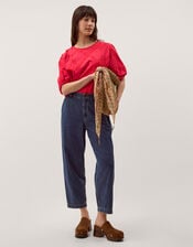 Ellie Puff Sleeve Embroidered Top, Red (RED), large