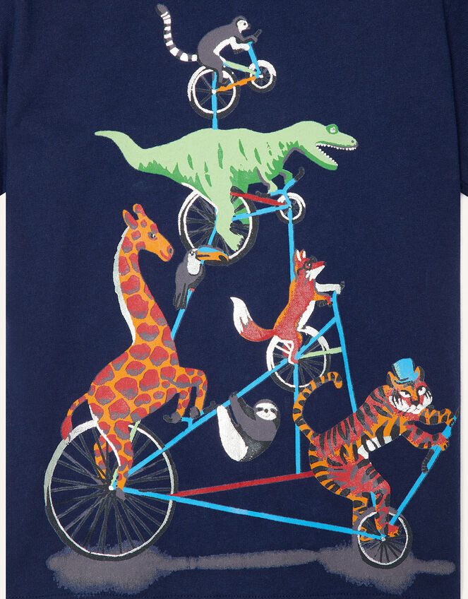 Animal Biker T-Shirt , Blue (NAVY), large