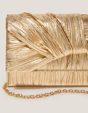 Mia Pleated Metallic Clutch Bag, , large