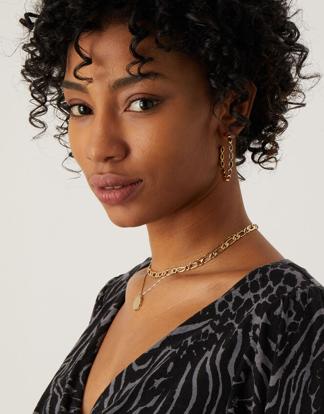 Gold-Plated Jewel Hoop Earrings , , large