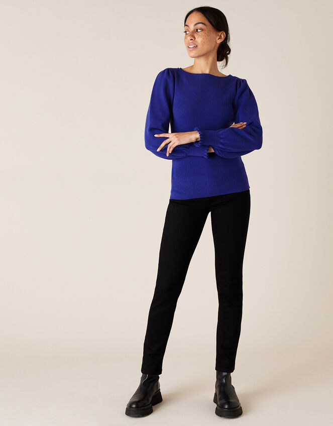 Scoop Neck Knit Jumper, Blue (COBALT), large