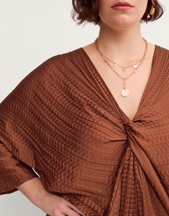 Callie Thorpe x Monsoon Twist Textured Kaftan Dress , Bronze (BRONZE), large
