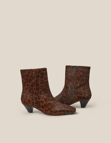Alya Leopard Print Leather Ankle Boots, Natural (NEUTRAL), large