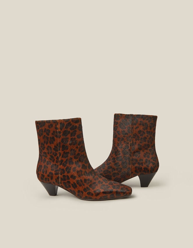 Alya Leopard Print Leather Ankle Boots, Natural (NEUTRAL), large