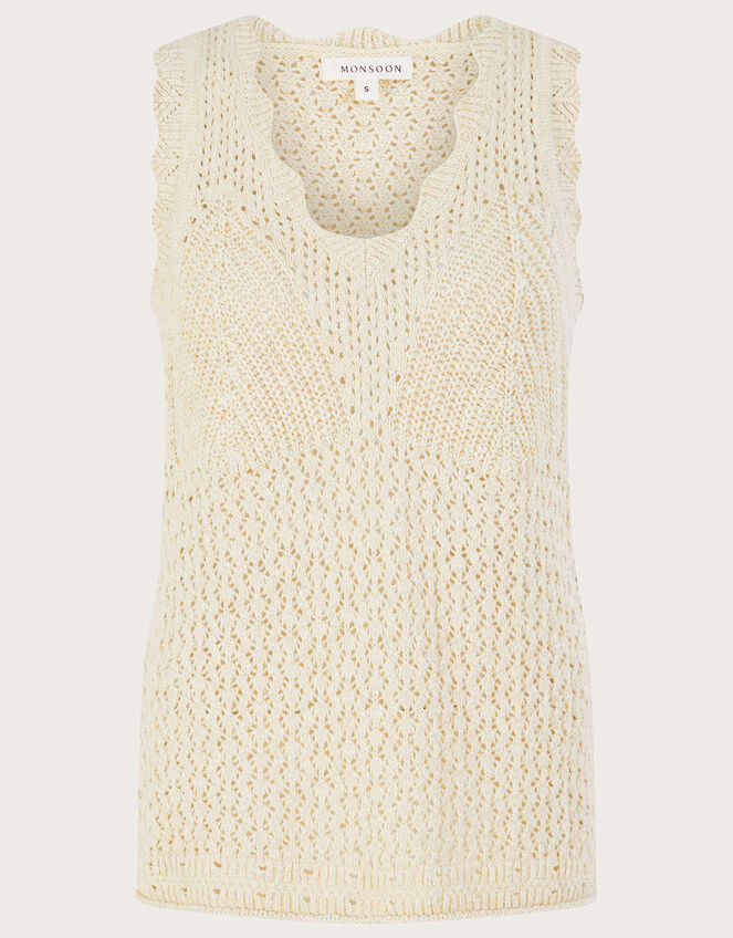 Pointelle-Knit Sweater Tank Top for Women