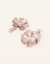 Pearly Shine Flower Hair Clips, , large
