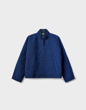 East Celine Lightly Quilted Floral Stitch Jacket, Blue (NAVY), large