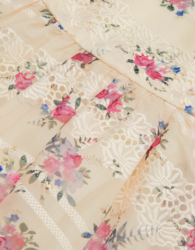 Tayla Floral Print Broderie Dress, Multi (MULTI), large