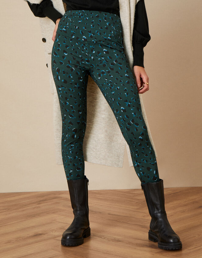 Animal Print Leggings, Green (GREEN), large