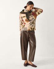 Olive High Neck Floral Jumper, Ivory (IVORY), large