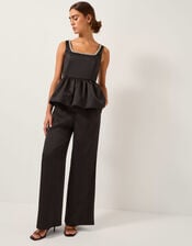 Maisie Satin Wide Leg Pants, Black (BLACK), large