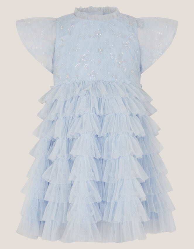 Baby Shikha Embellished Frill Dress, Blue (PALE BLUE), large