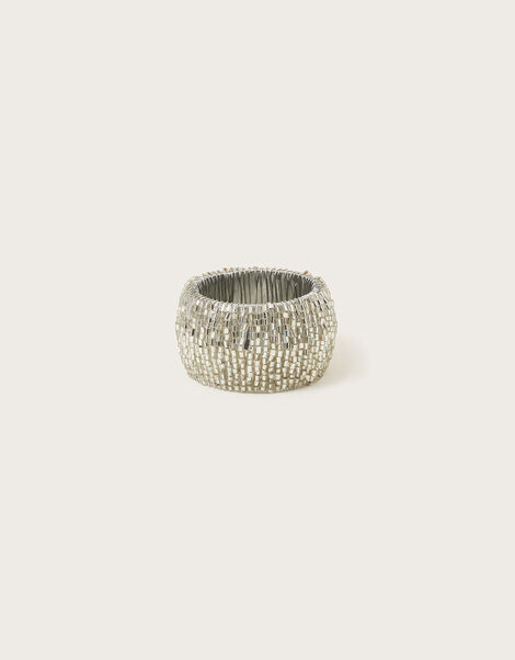 Beaded Napkin Ring, Silver (SILVER), large