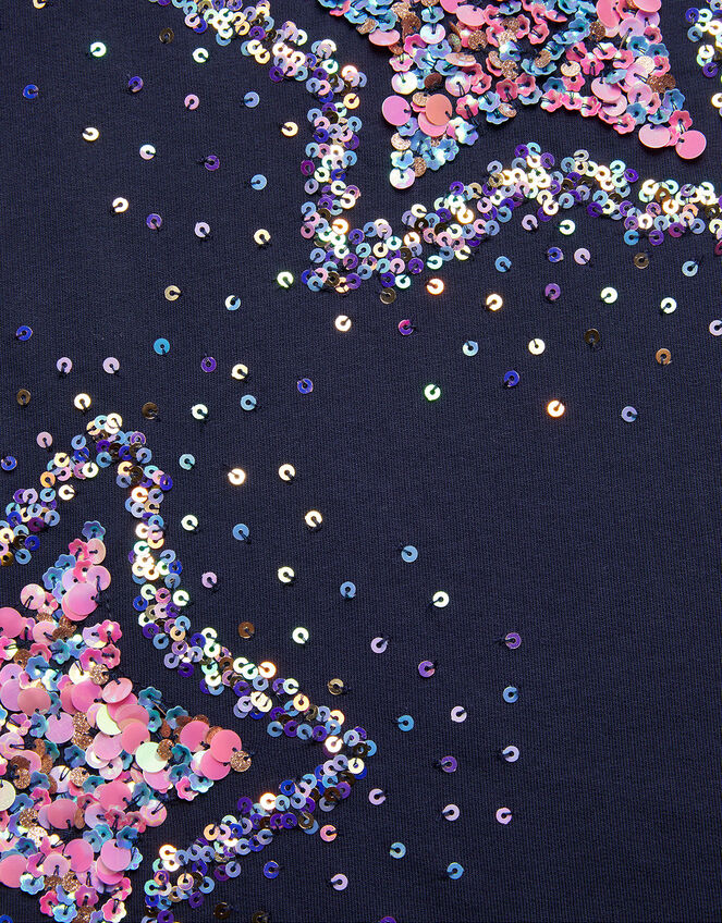 Star Sequin Spray Longline Sweat Top, Blue (NAVY), large