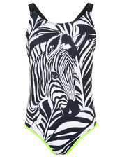 Zebra Print Swimsuit, Black (BLACK), large