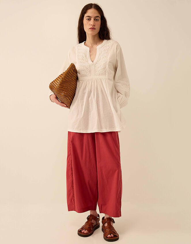 East Alva Hand-Chikankari Embroidered Top, White (WHITE), large