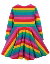 Frugi Rainbow Stripe Skater Dress, Multi (MULTI), large