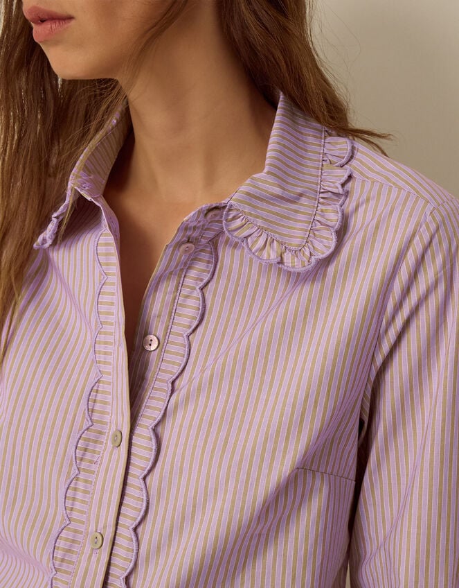 Sabrina Scallop Stripe Shirt, Purple (LILAC), large