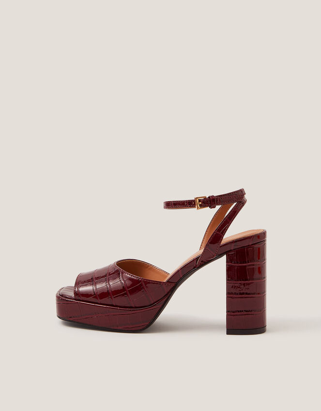 Milly Patent Croc Platform Heels, Red (BURGUNDY), large