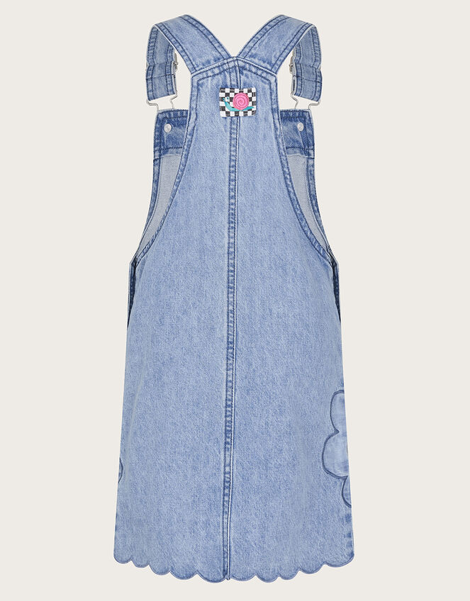 Denim Flower Pinafore , Blue (BLUE), large