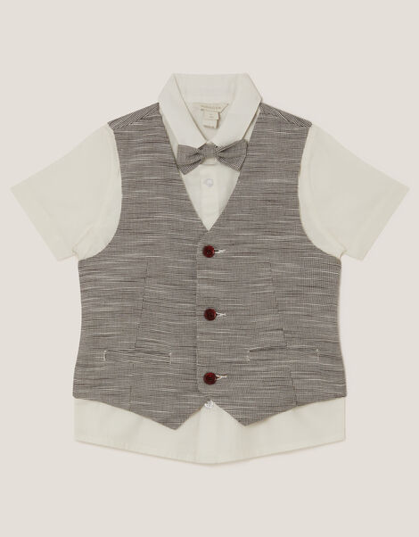 Greyson 3-Piece Houndstooth Waistcoat & Shirt, Blue (NAVY), large