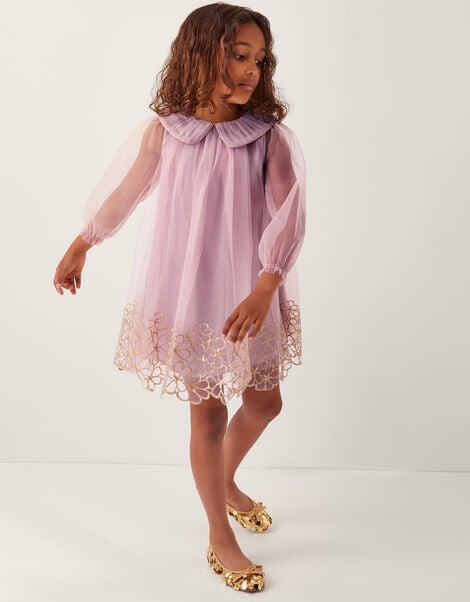 Vanessa Tulle Collar Swing Dress, Pink (PINK), large