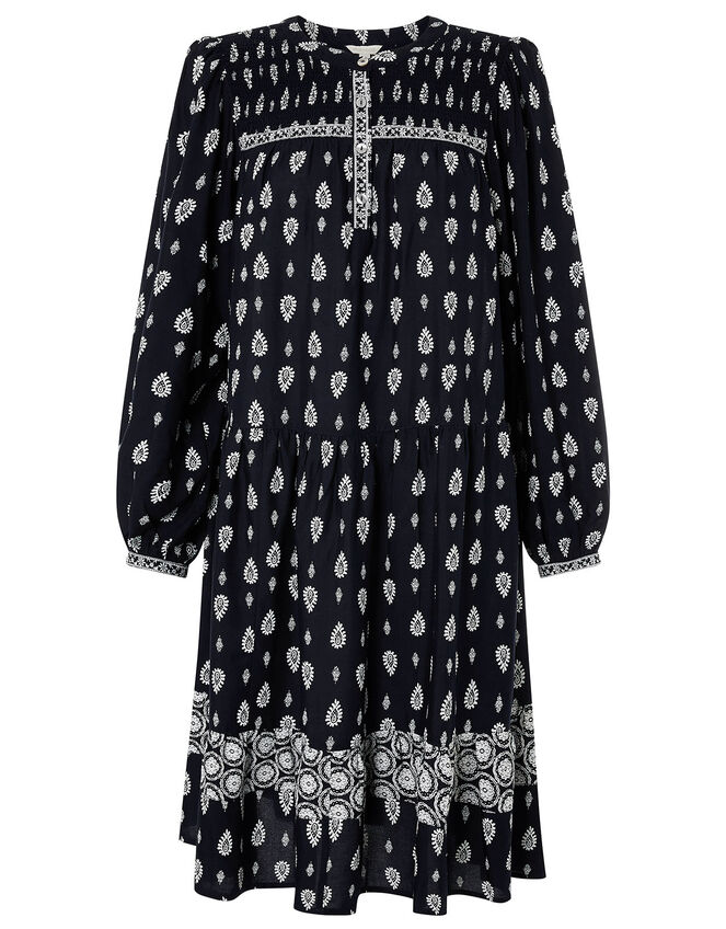 Heritage Print Dress in LENZING™ ECOVERO™, Blue (NAVY), large